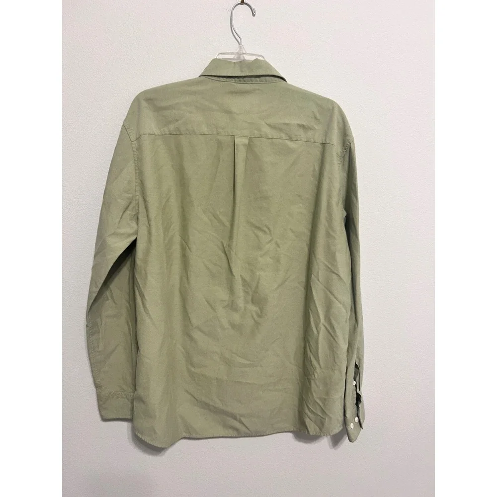 Oxford Mens Luxury Collection Sage Green Button Down Shirt XL Long Sleeve Olive
